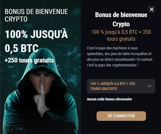 King Billy Casino bonus bienvenue Crypto