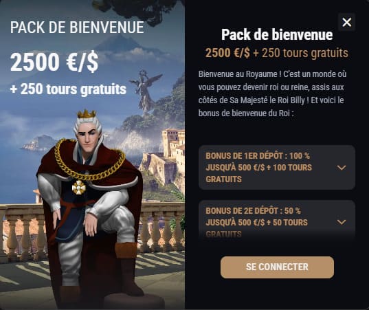 King Billy Casino bonus bienvenue