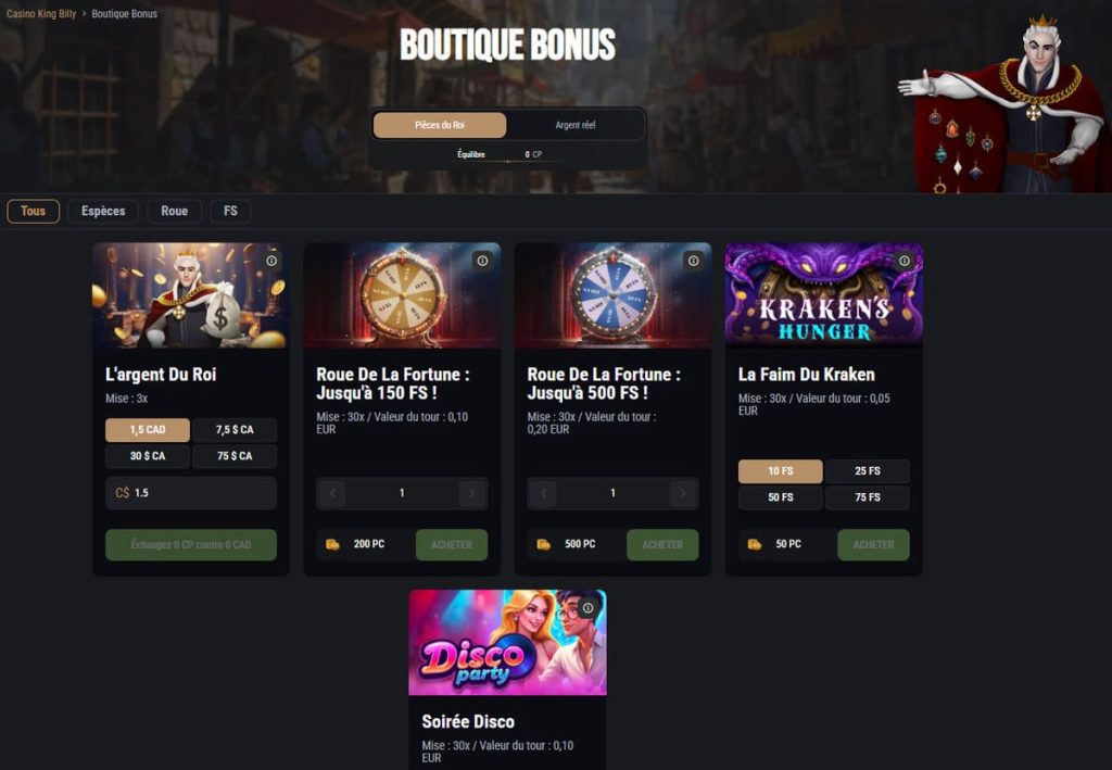 King Billy Casino boutique
