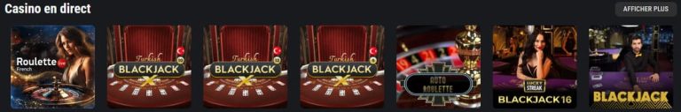 King Billy Casino jeux live